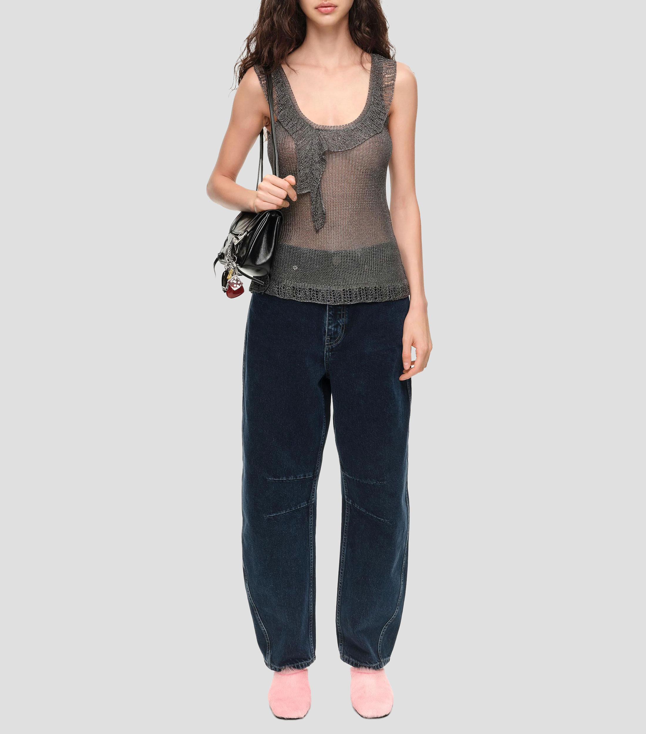 Pantalón denim barrel 5 bolsillos azul vaquero oscuro
